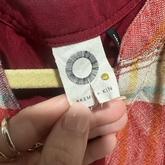 Anthropologie Akemi + Kin Lucie Plaid Tunic Top Small size XS - Picture 2 of 4